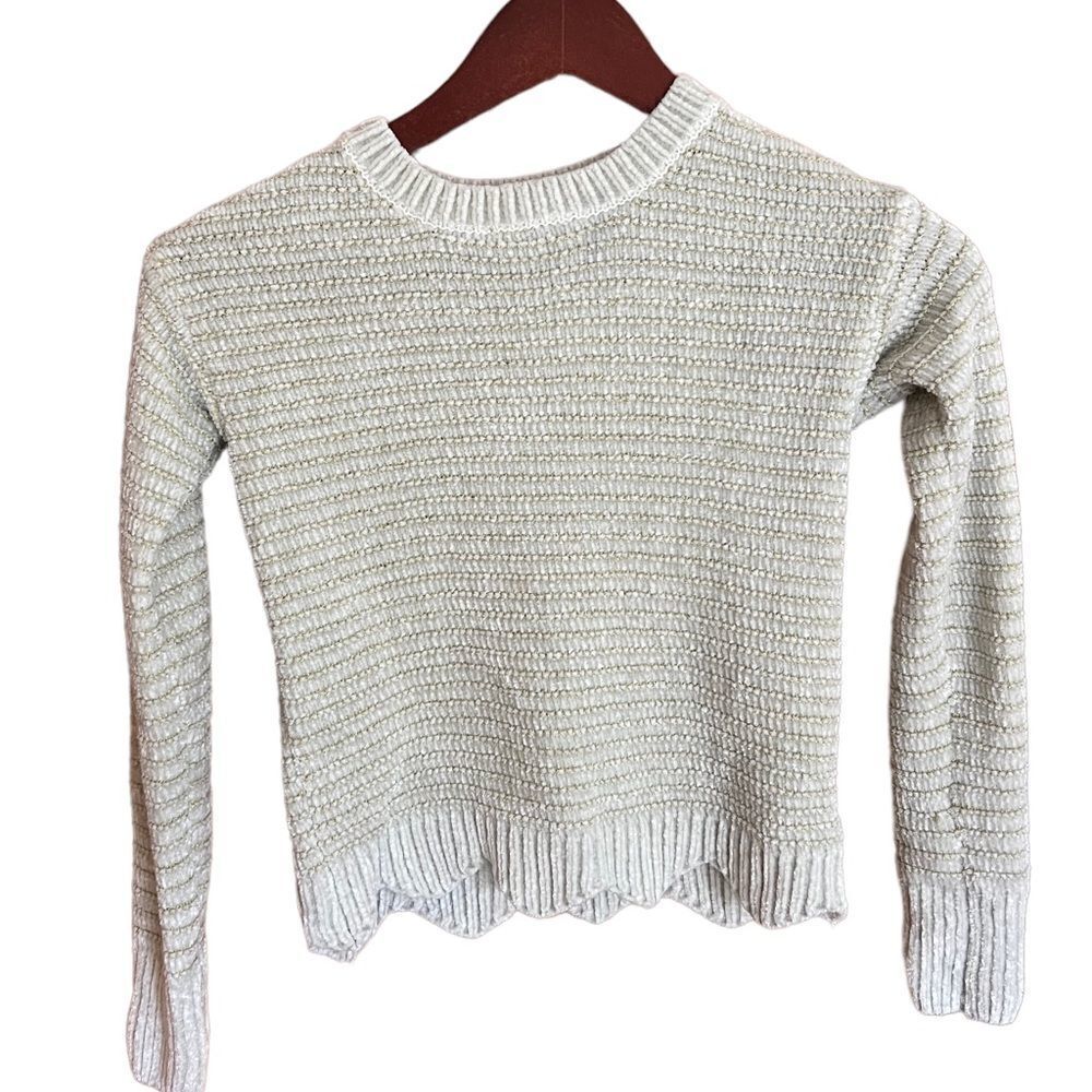 Epic Threads long sleeved chenille-like sweater in cream and gold girl's‎ small